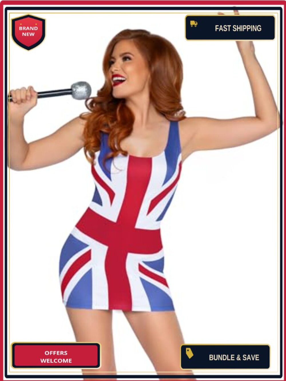 Leg Avenue British Flag Bodycon Dress Pop Singer Costume